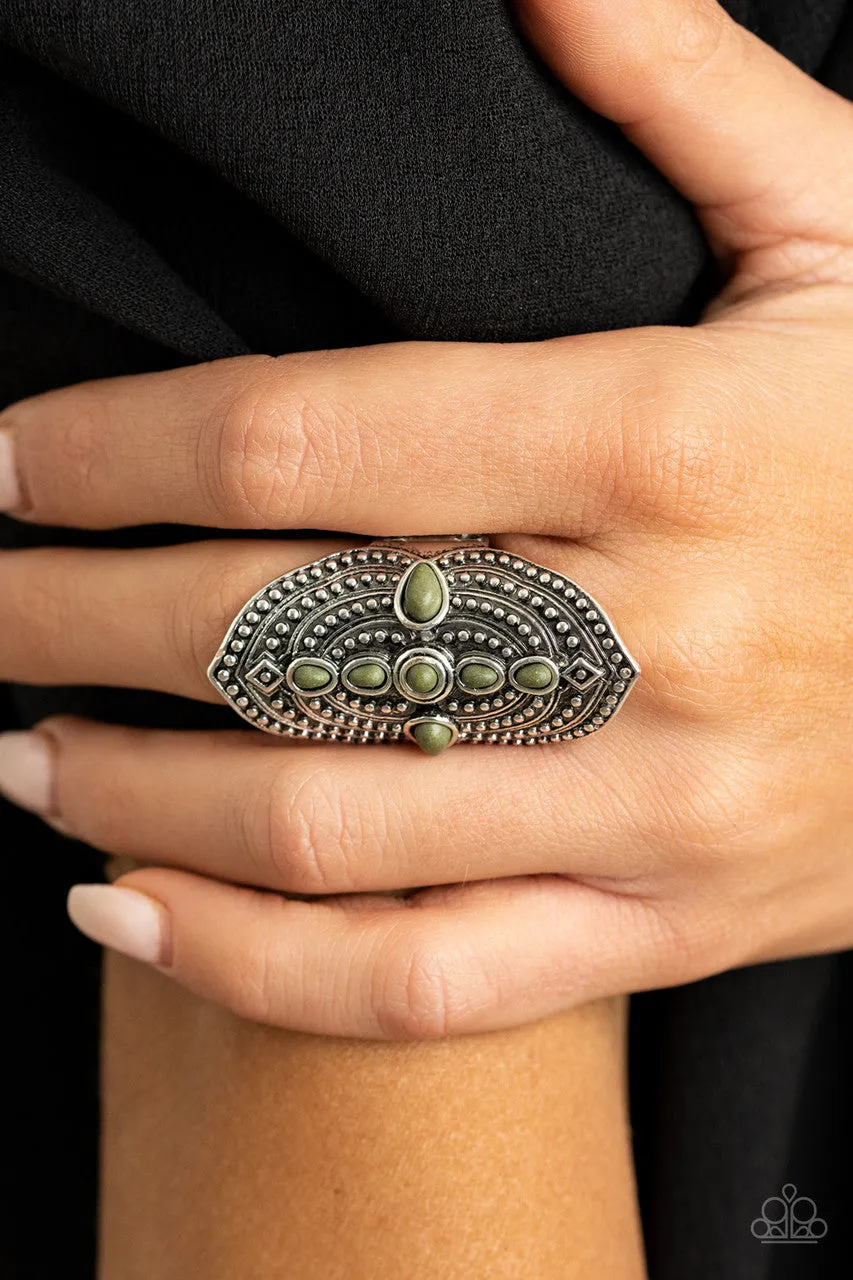 Shield in Place Green Paparazzi Ring