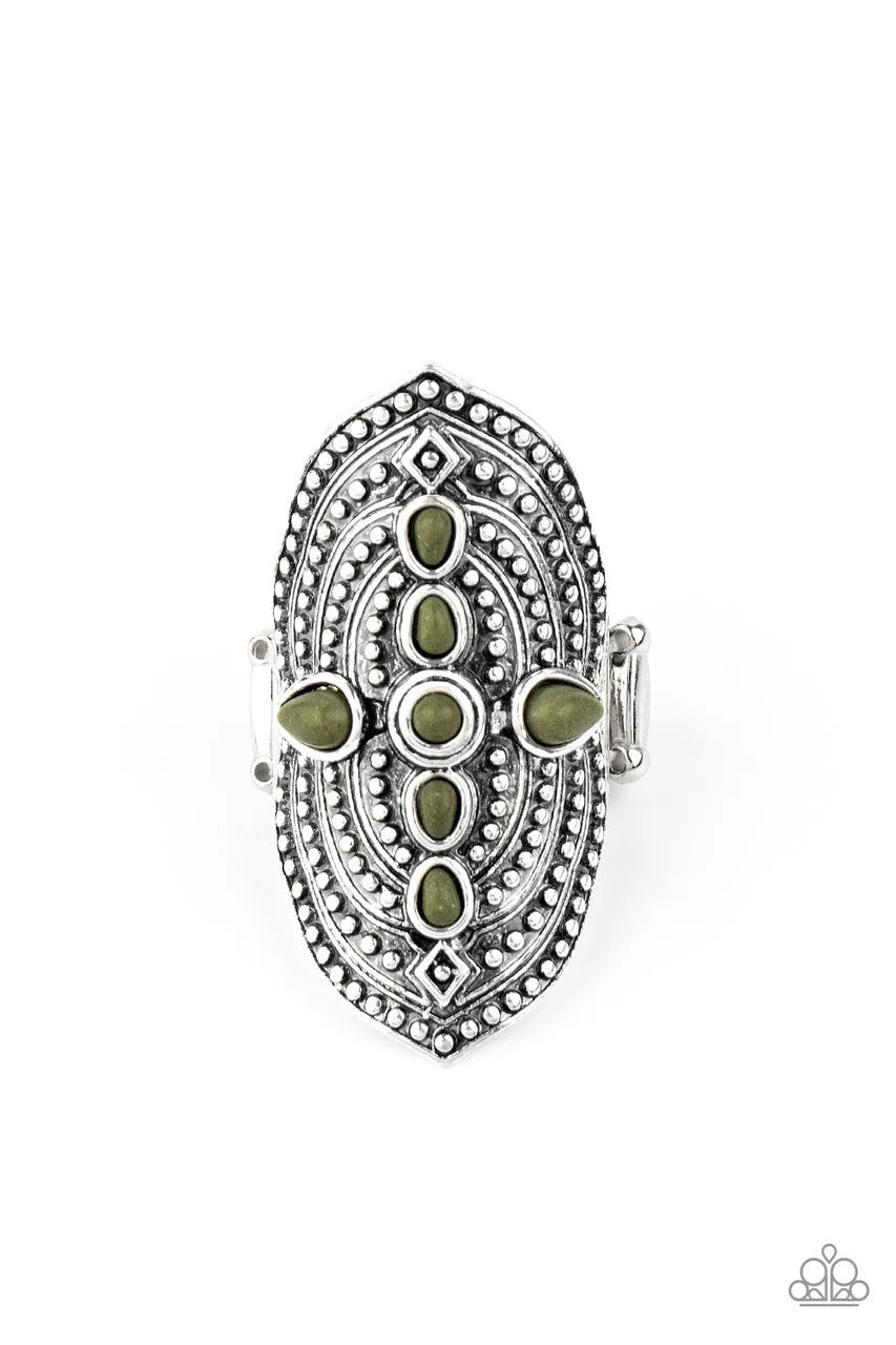 Shield in Place Green Paparazzi Ring