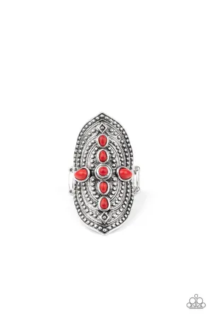 Shield in Place Red Paparazzi Ring
