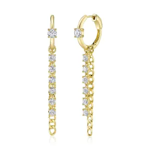 Shy Creation Huggie Drop Diamond Earrings