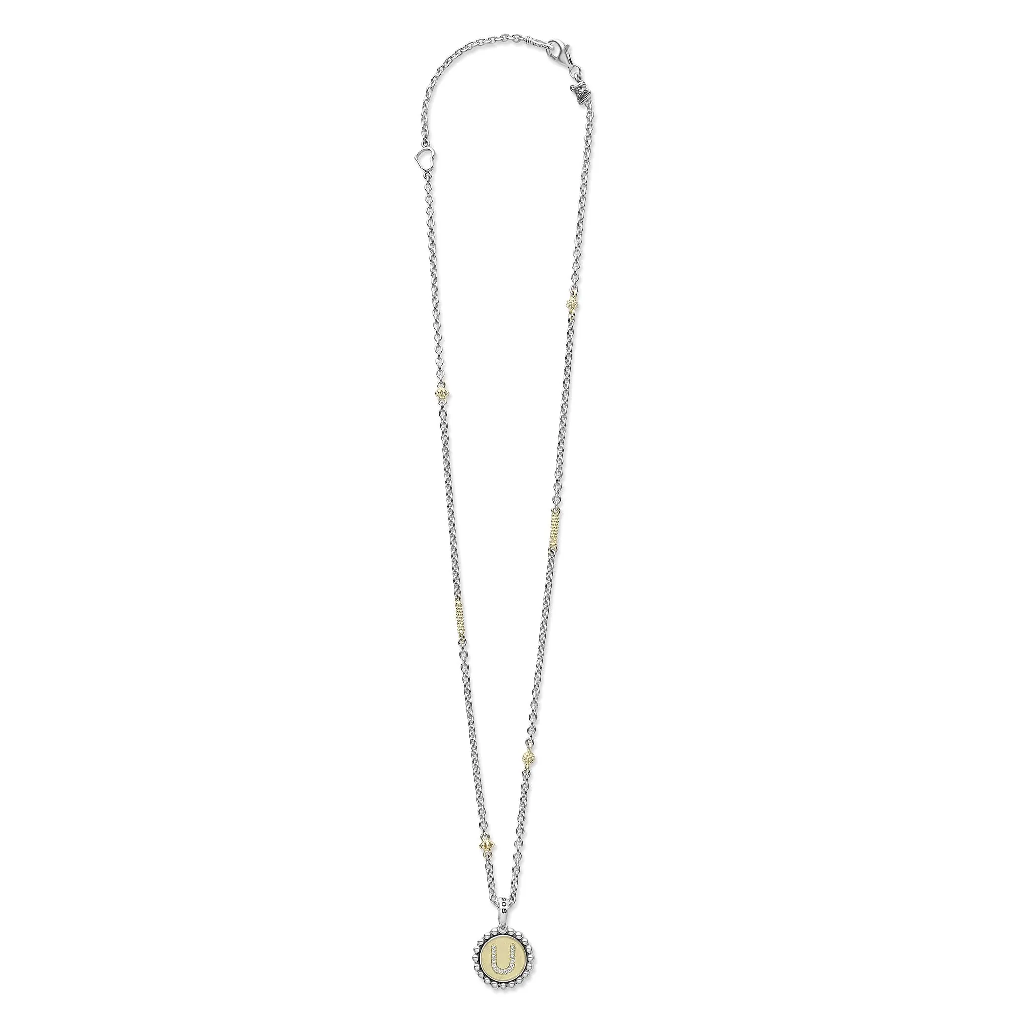 Signature Caviar U Initial Diamond Charm Necklace