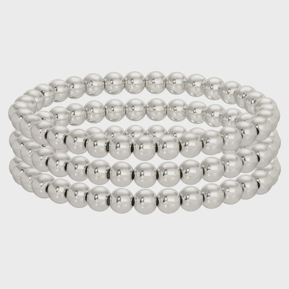 Silver Beaded Bracelet 6mm