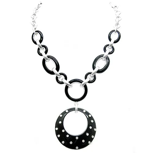SILVER BLACK NECKLACE  #N14386_BLK (LB11)