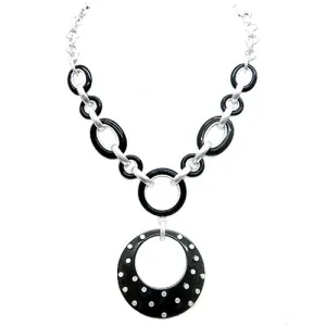 SILVER BLACK NECKLACE  #N14386_BLK (LB11)