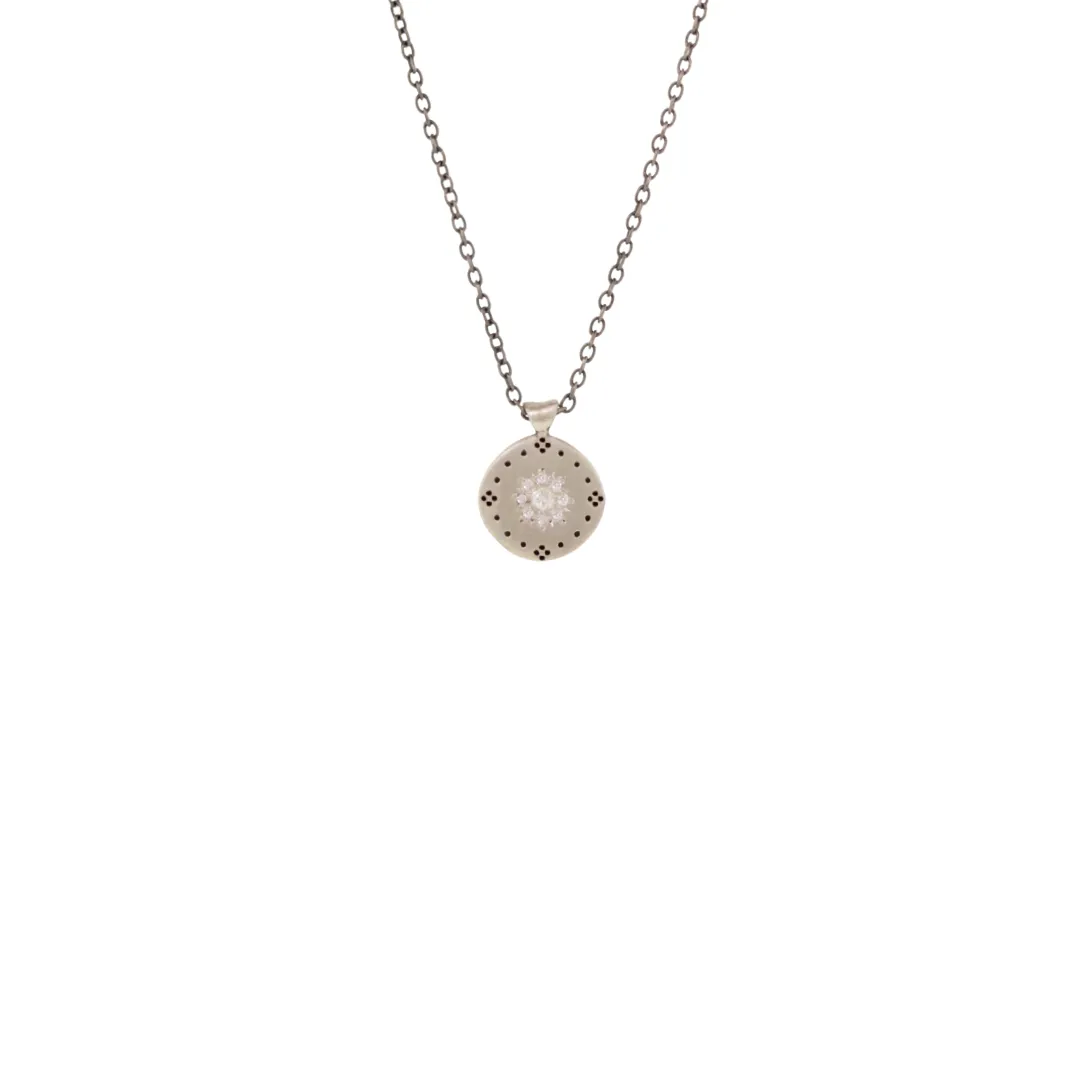 Silver Cluster Diamond Pendant