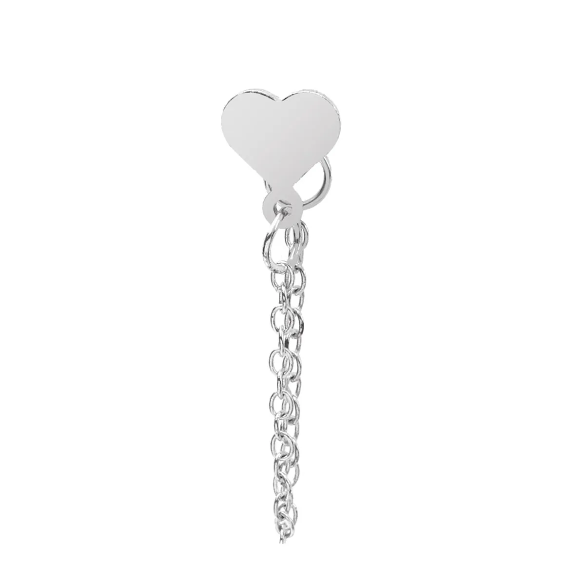 Silver-Plated Heart Chain Ear Jacket