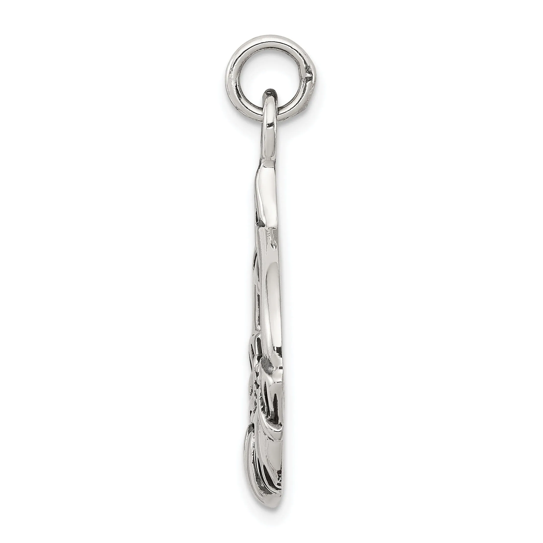 Silver Polished Antiqued Claddagh Charm