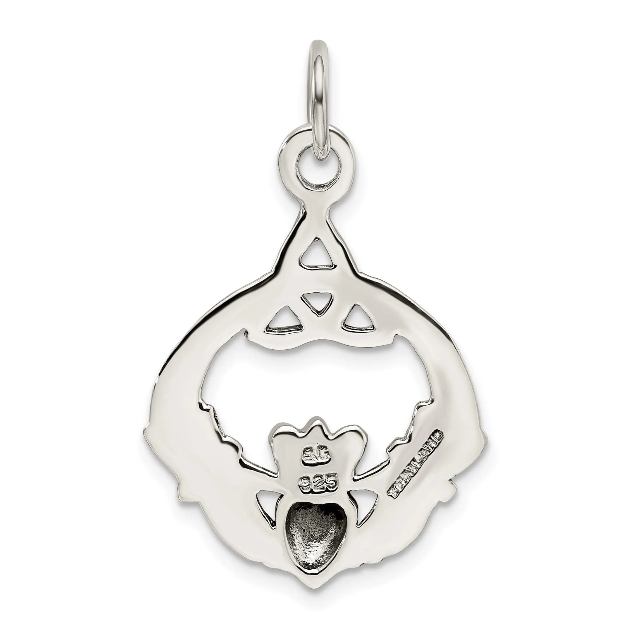 Silver Polished Antiqued Claddagh Charm
