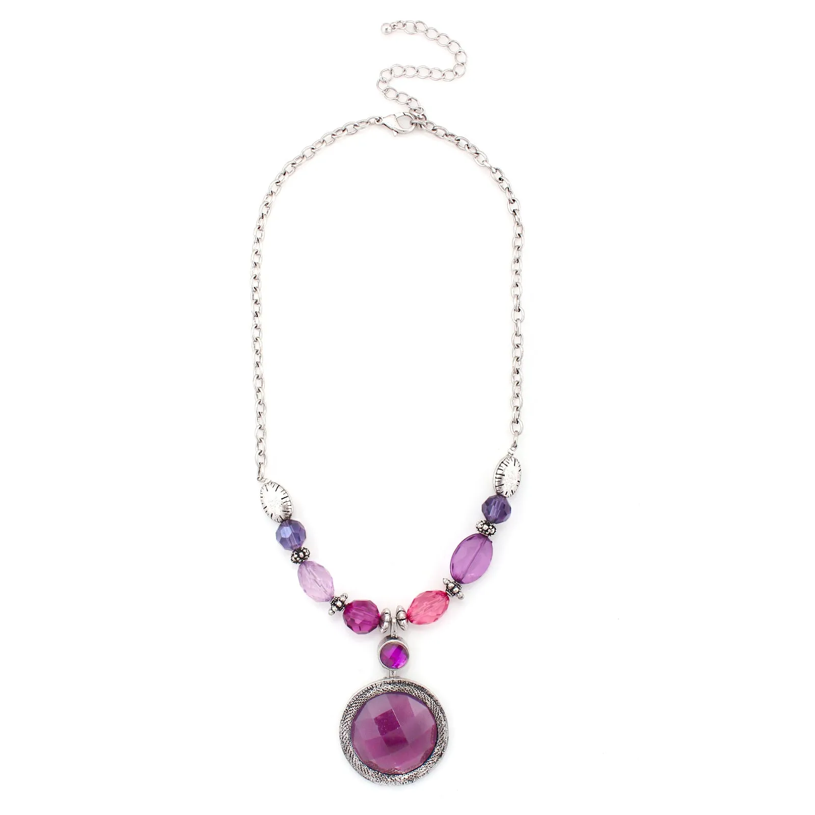 SILVER-PURPLE NECKLACE  #SC30613-1_SIL-PUR (DE8/IF14)