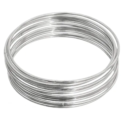 Silver Thin Multi Line Stacked Bangle Bracelets