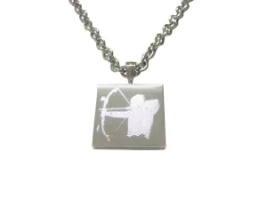 Silver Toned Etched Archer Pendant Necklace