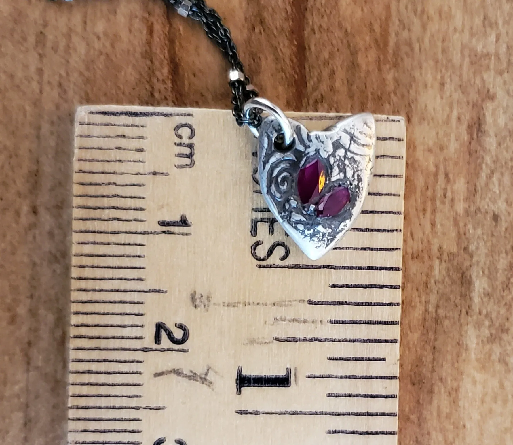 Simon & LuLu Silver Heart with Rubies Pendant