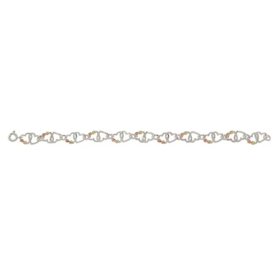 Simple Foliage - Sterling Silver Black Hills Gold Bracelet
