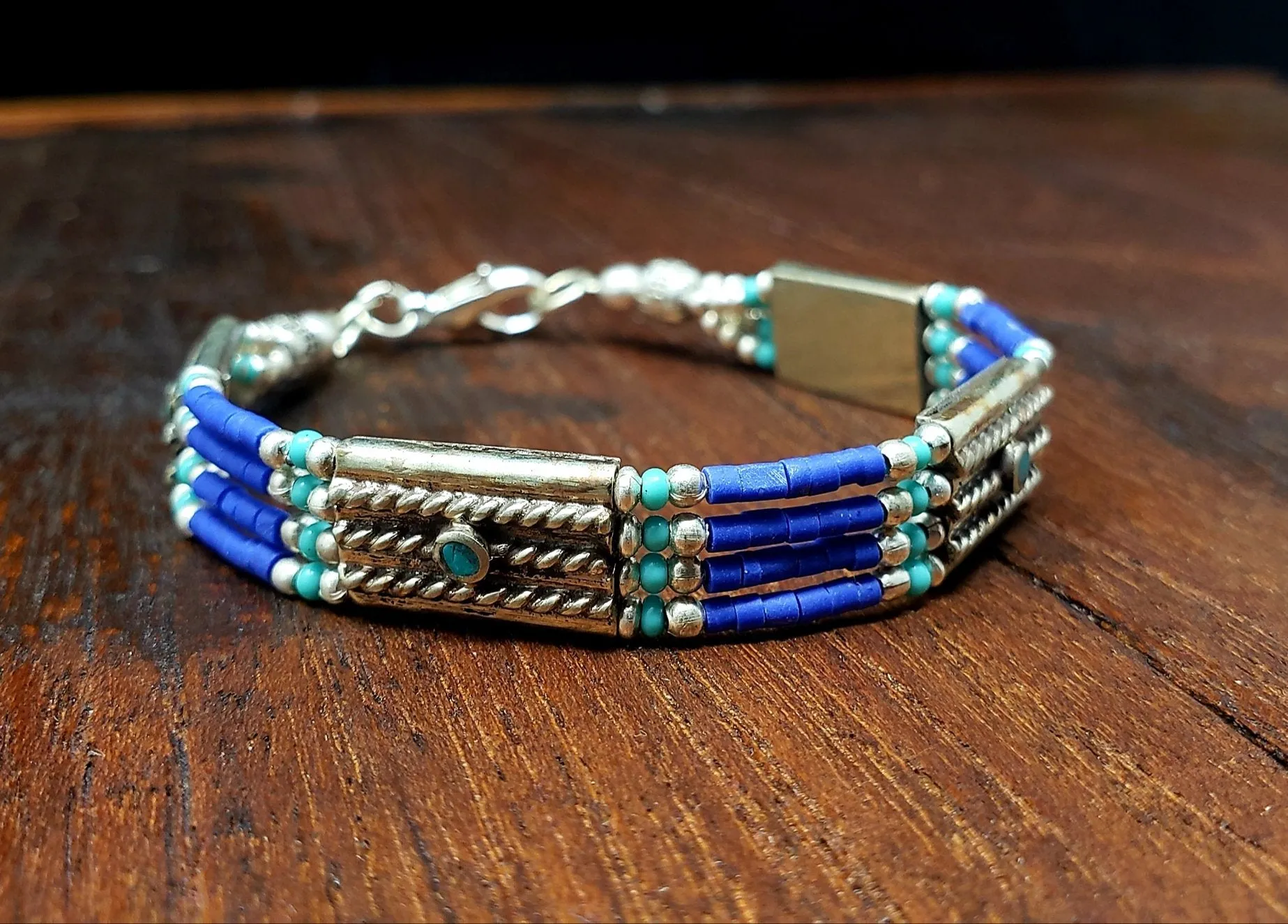 Simple Lapis Tibetan Beaded Bracelet
