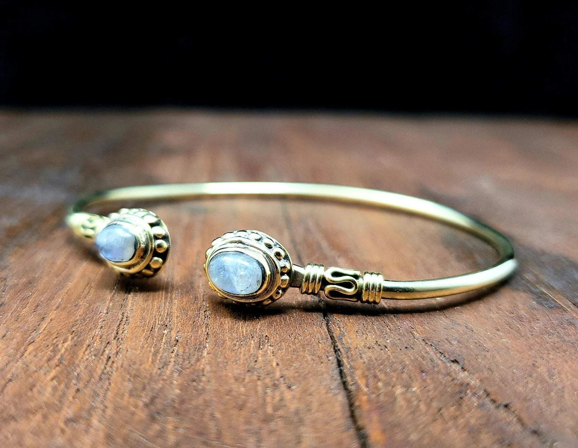 Simple Moonstone Adjustable Bracelet