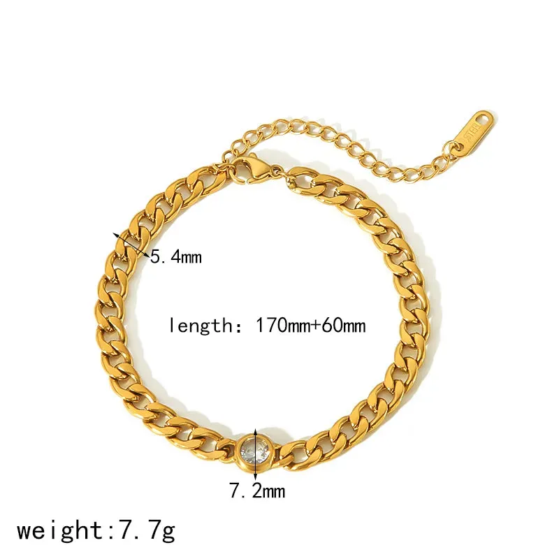 Simple Style Geometric 304 Stainless Steel 18K Gold Plated Artificial Pearls Zircon Bracelets