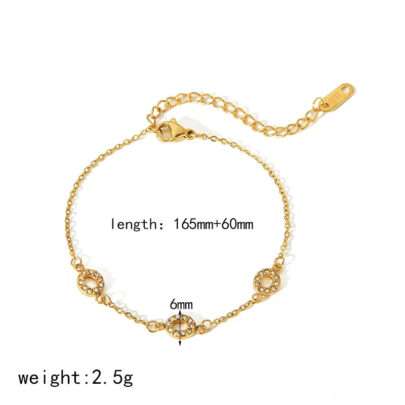 Simple Style Geometric 304 Stainless Steel 18K Gold Plated Artificial Pearls Zircon Bracelets
