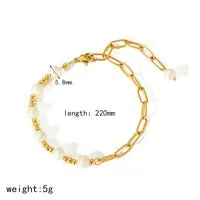 Simple Style Geometric 304 Stainless Steel 18K Gold Plated Artificial Pearls Zircon Bracelets