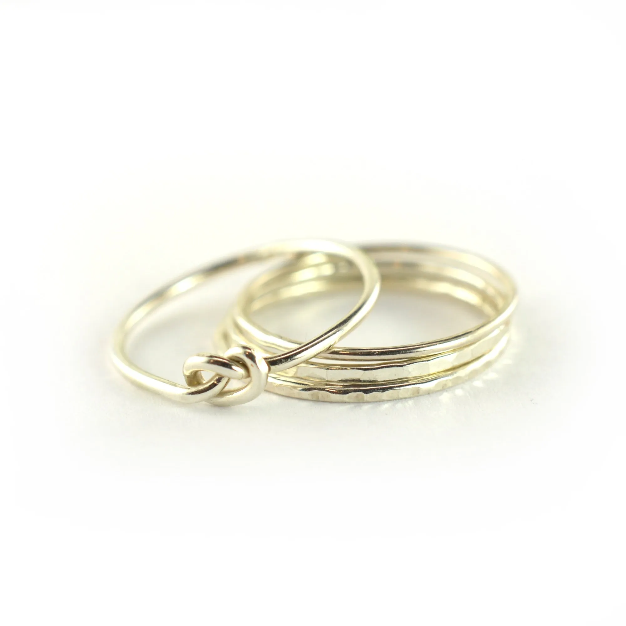 Size 5-5.5 / Sterling Silver Love Knot Stacking Ring Set of 4