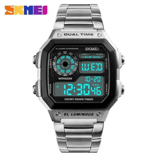SKMEI Business Men Watches Waterproof Sport Watch Stainless Steel Digital Wristwatches Clock Relogio Masculino Erkek Kol Saati
