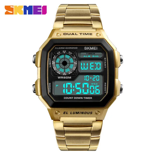 SKMEI Business Men Watches Waterproof Sport Watch Stainless Steel Digital Wristwatches Clock Relogio Masculino Erkek Kol Saati