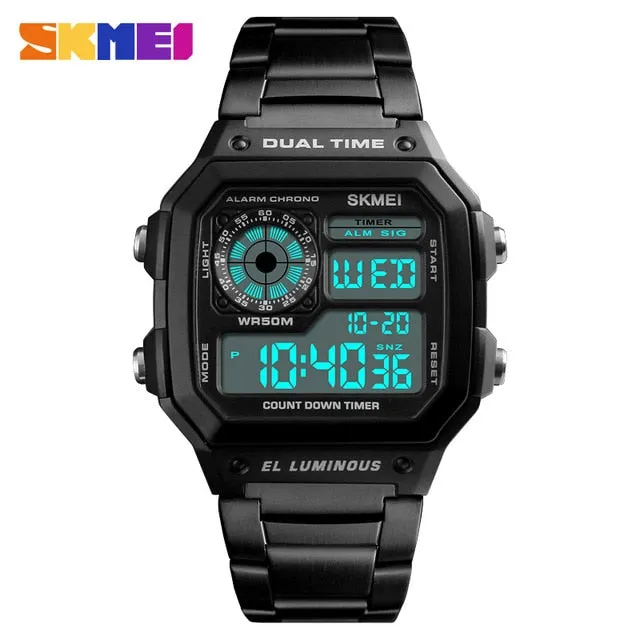 SKMEI Business Men Watches Waterproof Sport Watch Stainless Steel Digital Wristwatches Clock Relogio Masculino Erkek Kol Saati