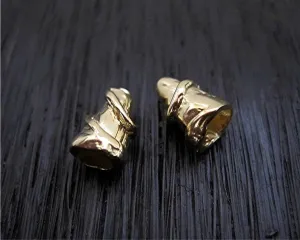 Small Gold Bronze Textured Jewelry Cones and End Caps (set of two)