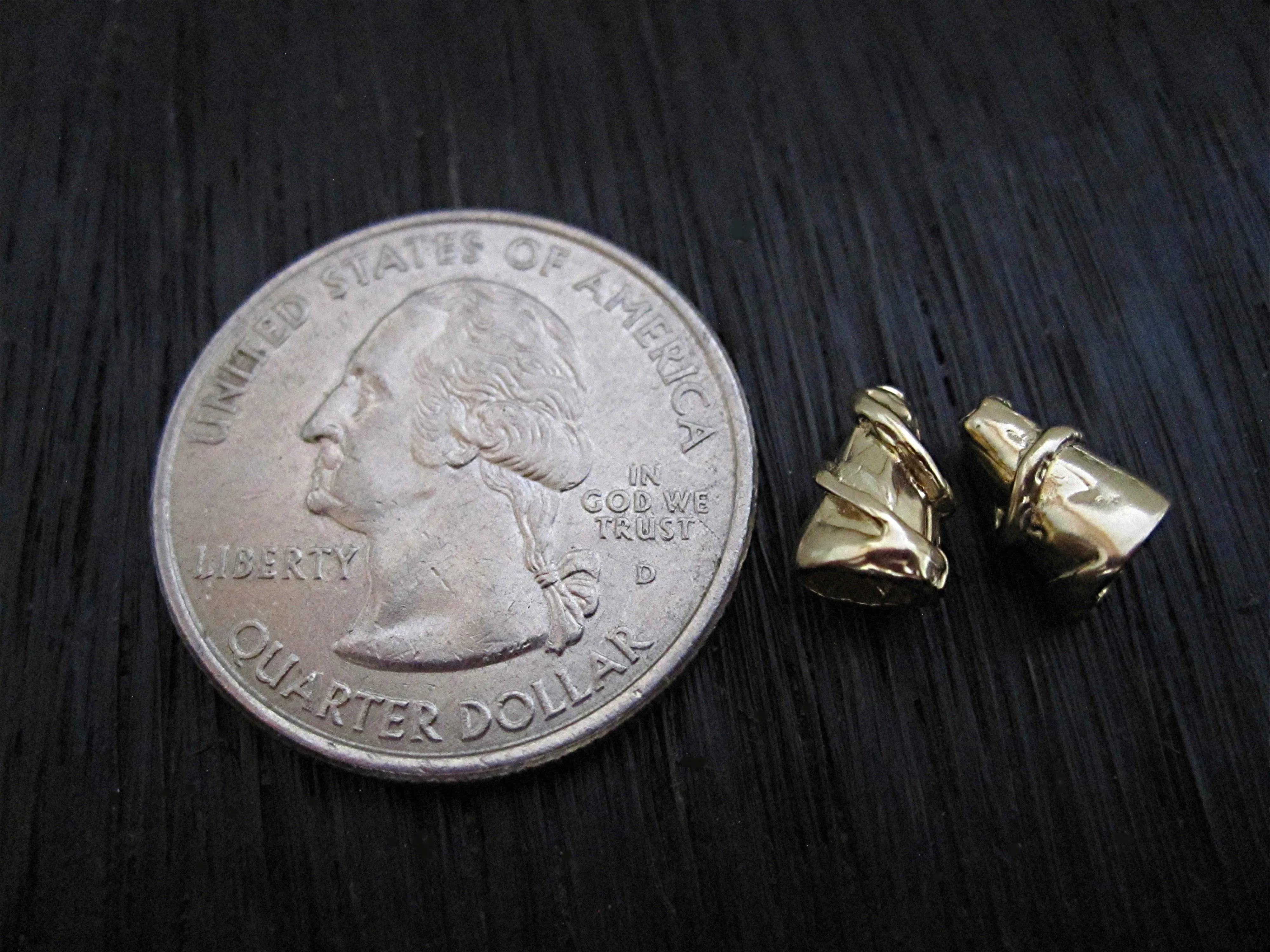 Small Gold Bronze Textured Jewelry Cones and End Caps (set of two)
