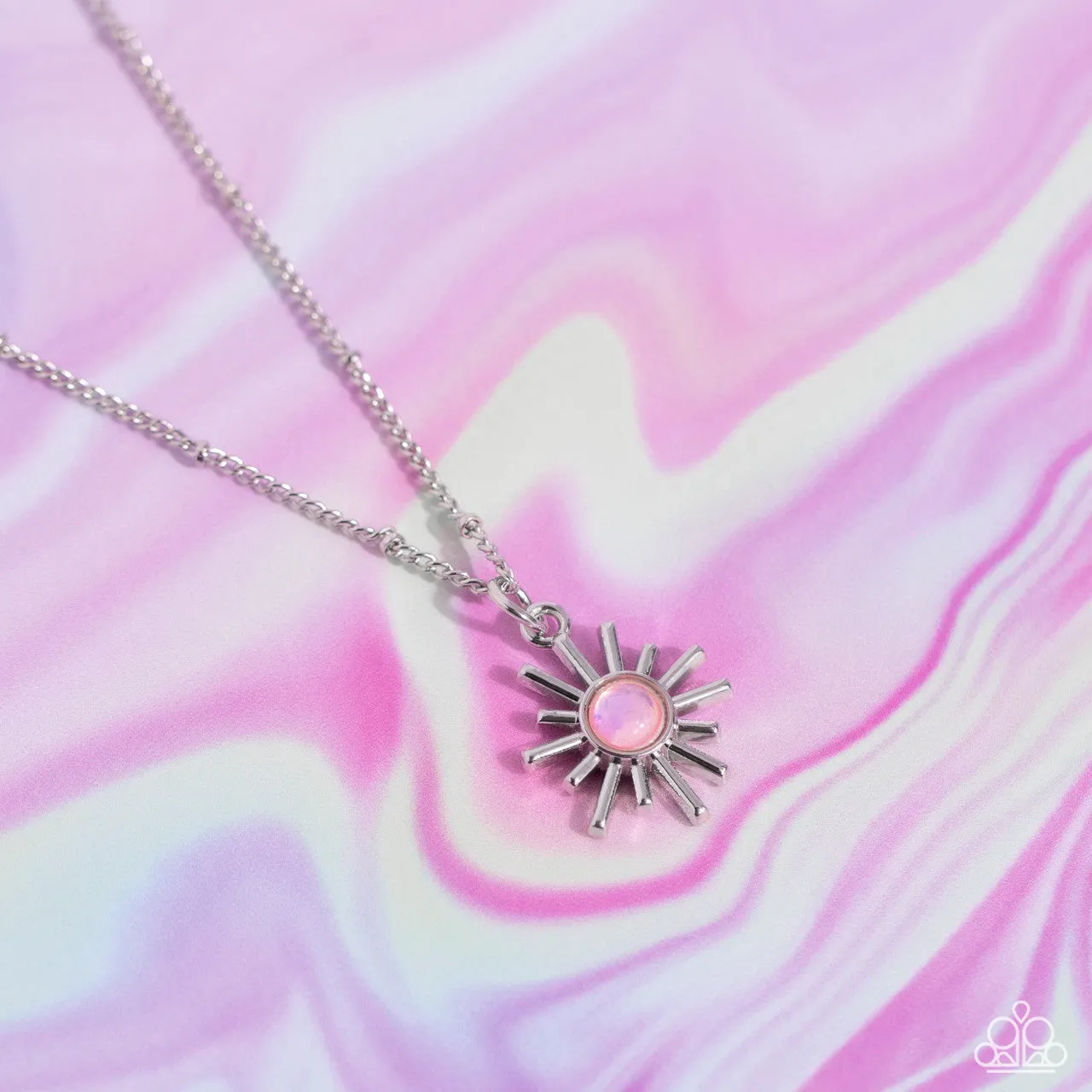 Soak Up the Sun - Pink - Beaded Center Sunburst Pedant Paparazzi Short Necklace