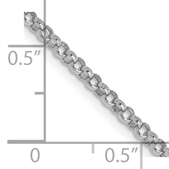 Solid 14k White Gold 1.55 mm Rolo Pendant Chain
