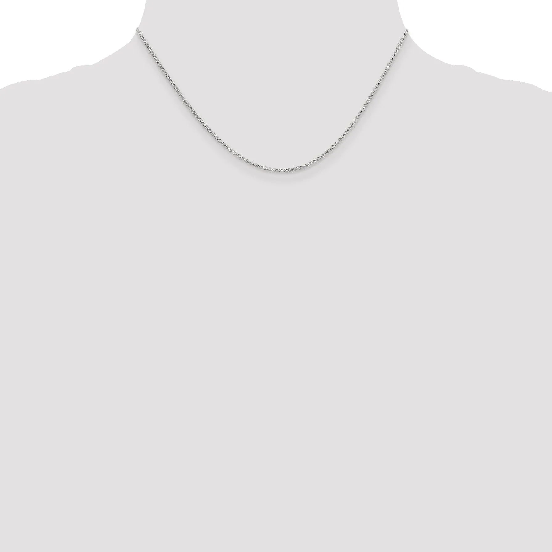 Solid 14k White Gold 1.55 mm Rolo Pendant Chain