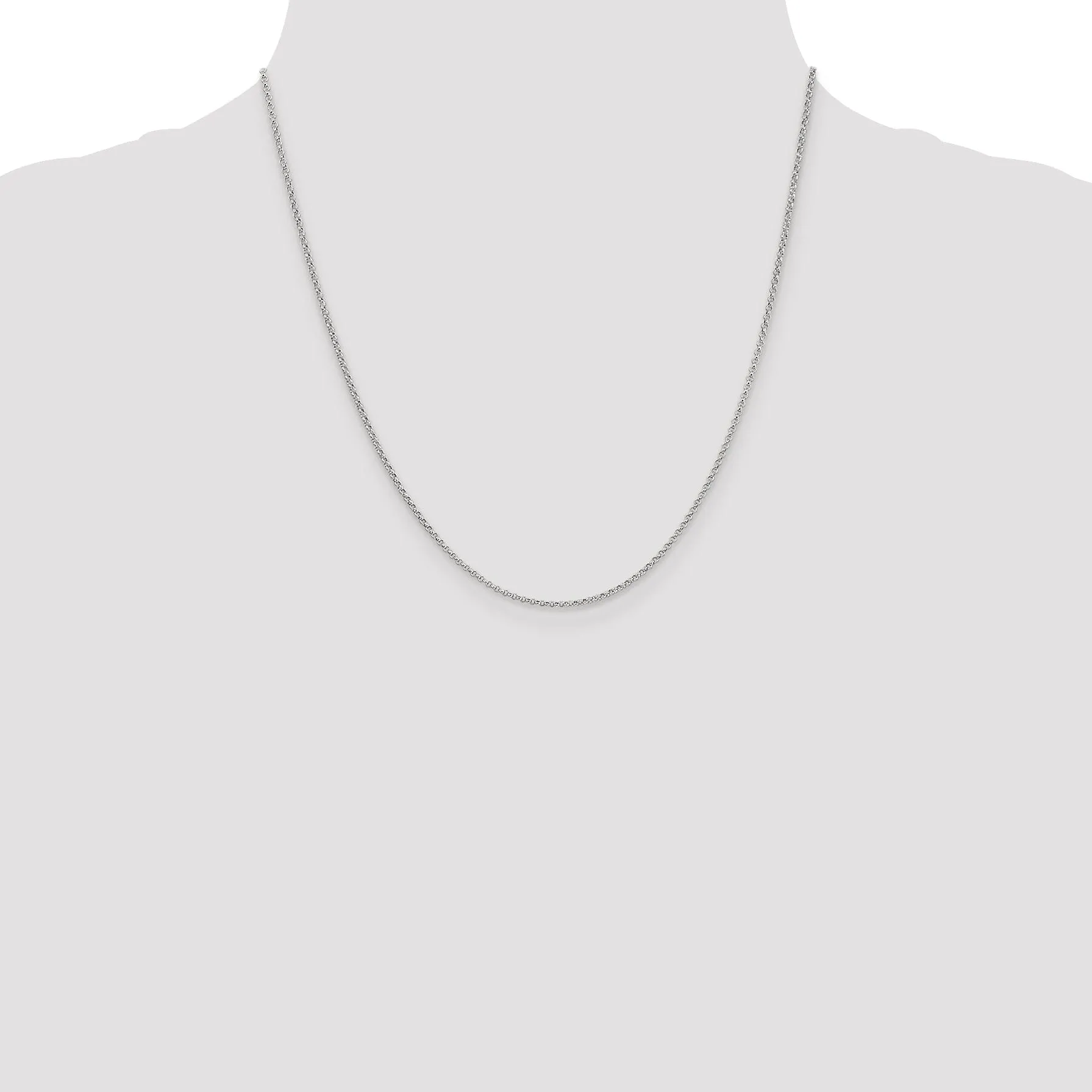 Solid 14k White Gold 1.55 mm Rolo Pendant Chain