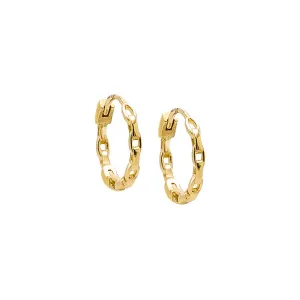 Solid Chain Link Huggie Earring 14K