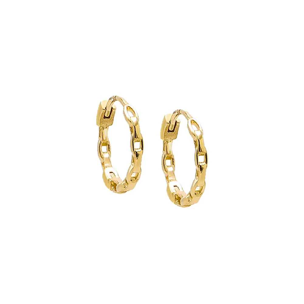 Solid Chain Link Huggie Earring 14K