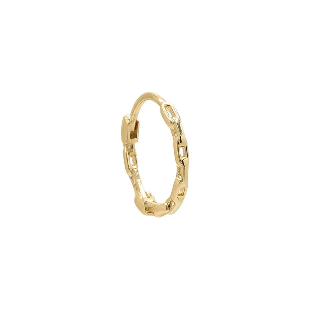 Solid Chain Link Huggie Earring 14K