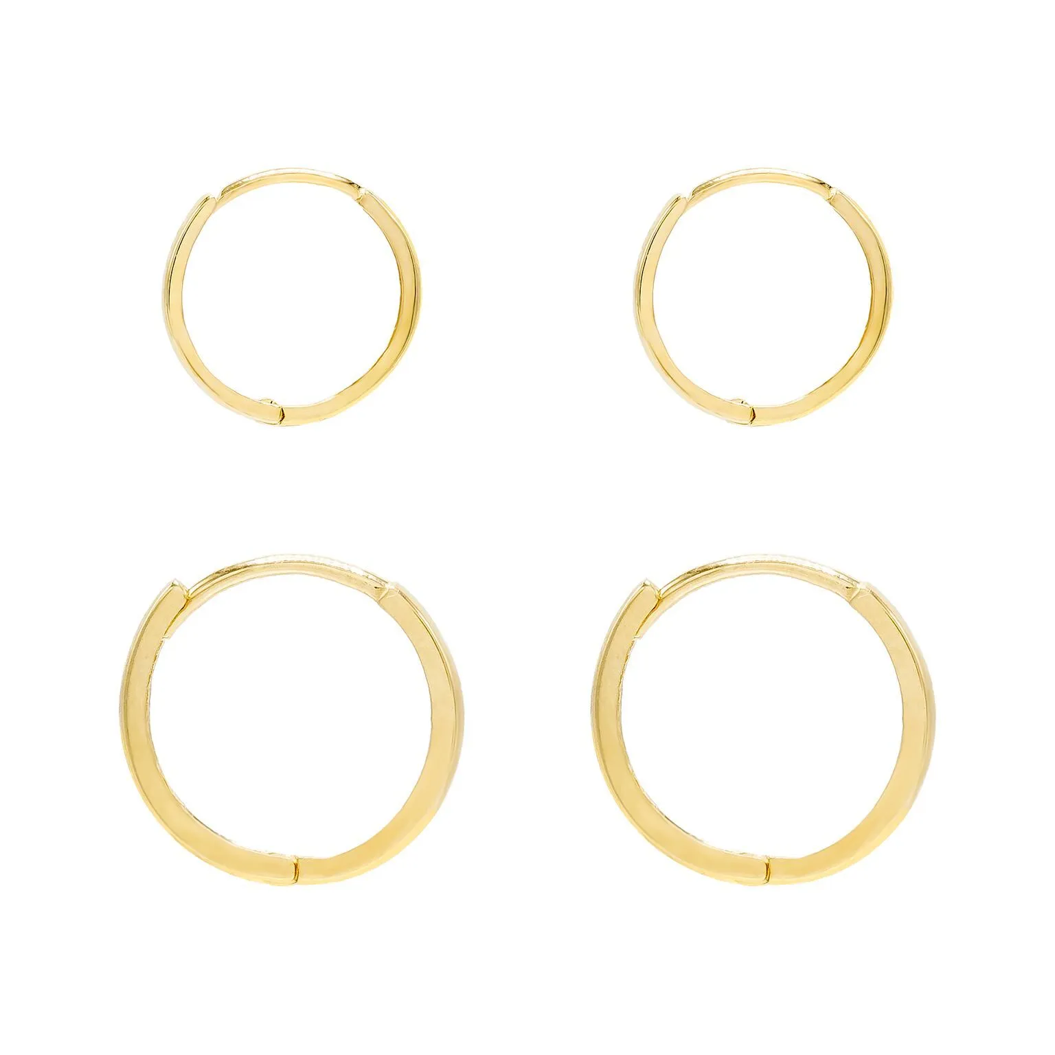 Solid Huggie Earring Combo Set 14K