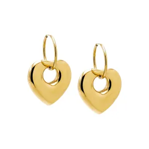Solid Open Heart Dangling Huggie Earring