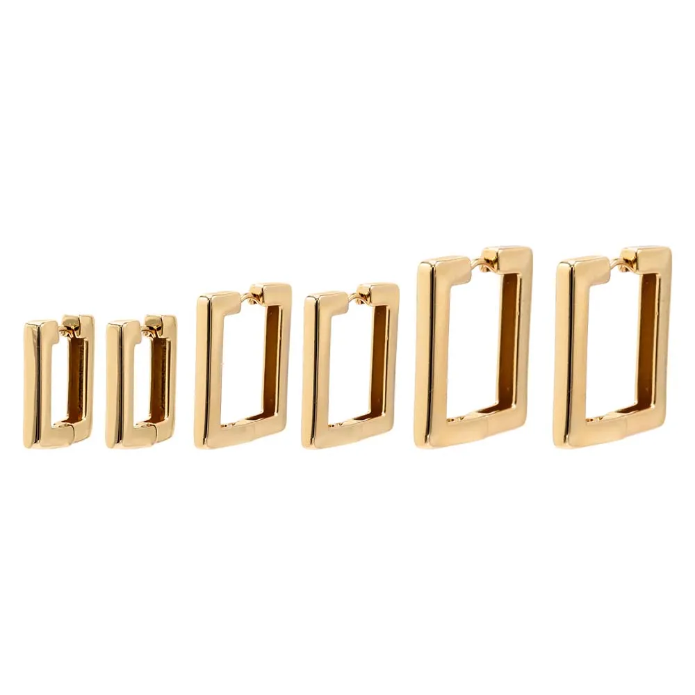 Solid Square Shape Huggie Earring Combo Set