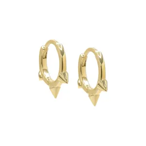 Solid Triple Spike Huggie Earring 14K