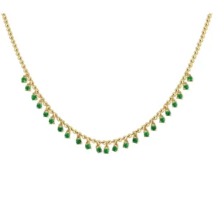 Solitare Emerald Charm Necklace on Beaded Chain