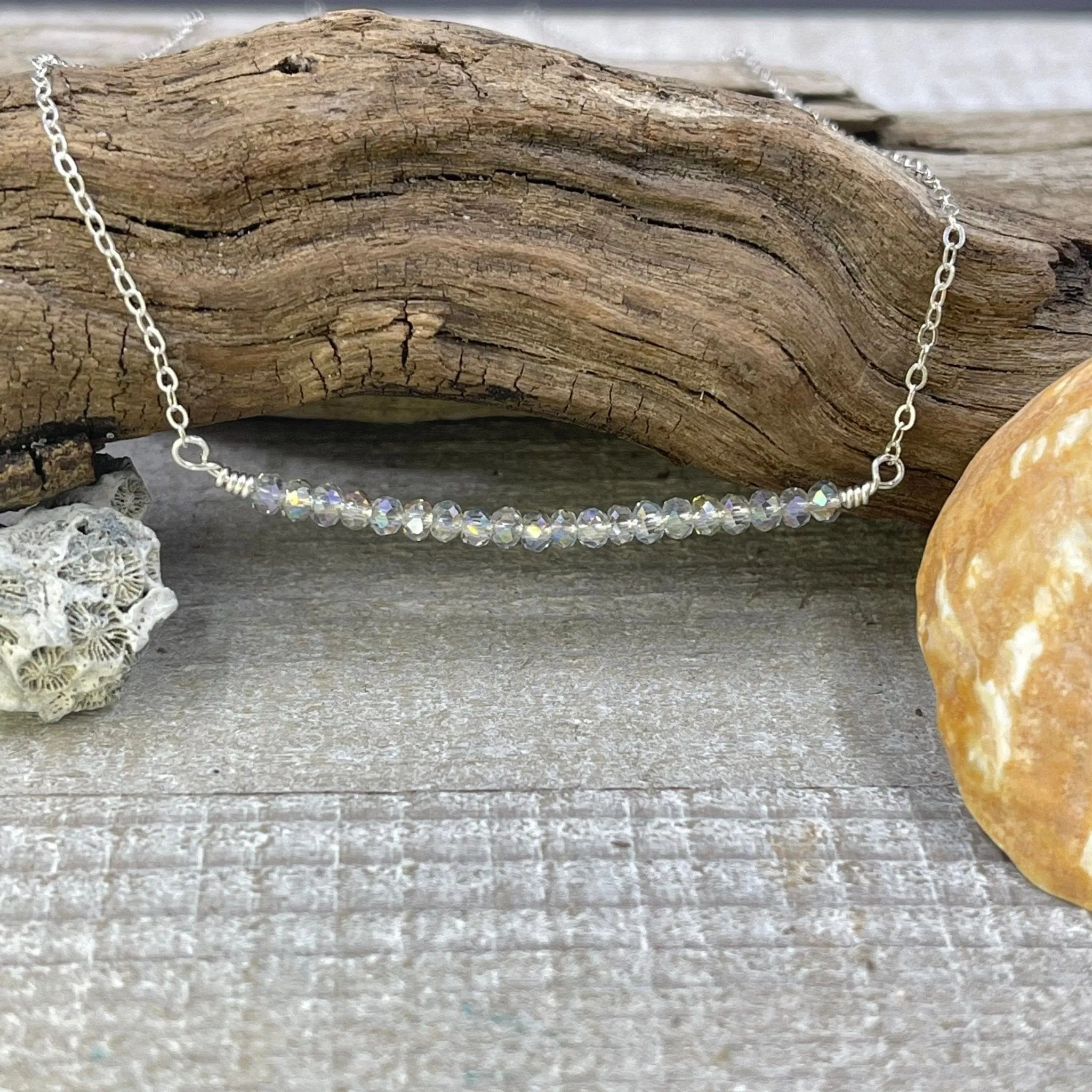Sparkling Stones Wire-Wrapped Sterling Silver Necklace