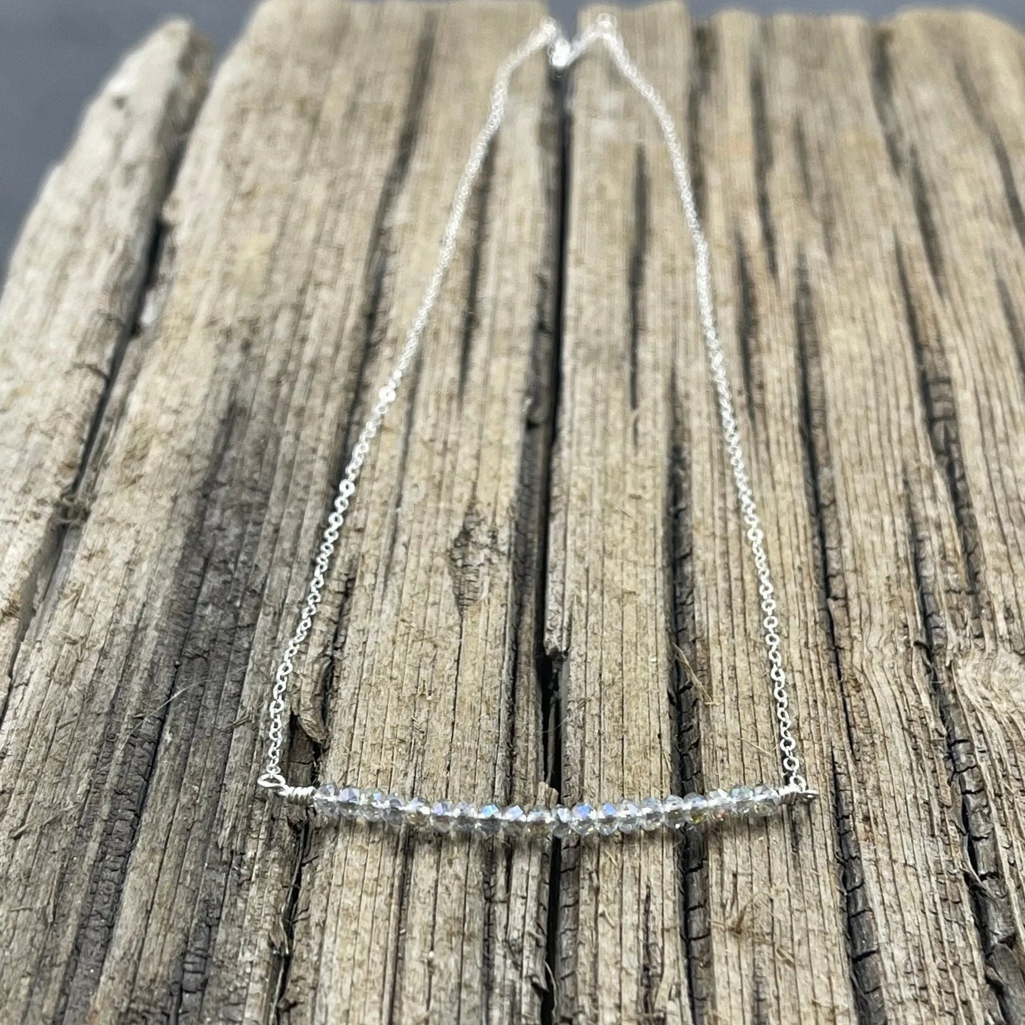 Sparkling Stones Wire-Wrapped Sterling Silver Necklace