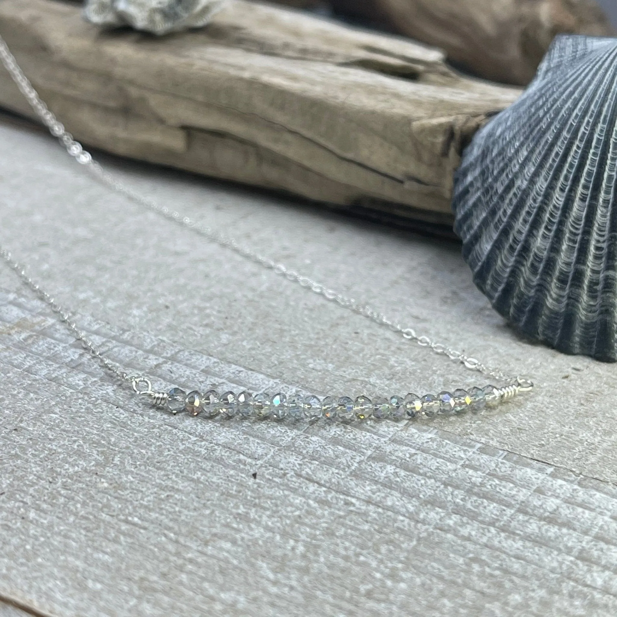 Sparkling Stones Wire-Wrapped Sterling Silver Necklace