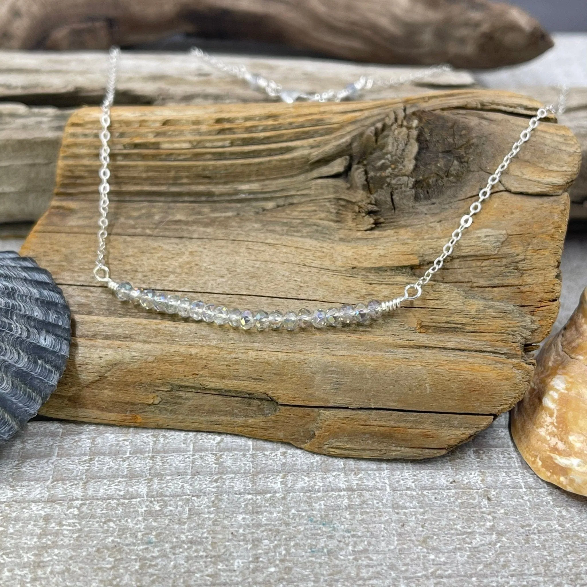 Sparkling Stones Wire-Wrapped Sterling Silver Necklace