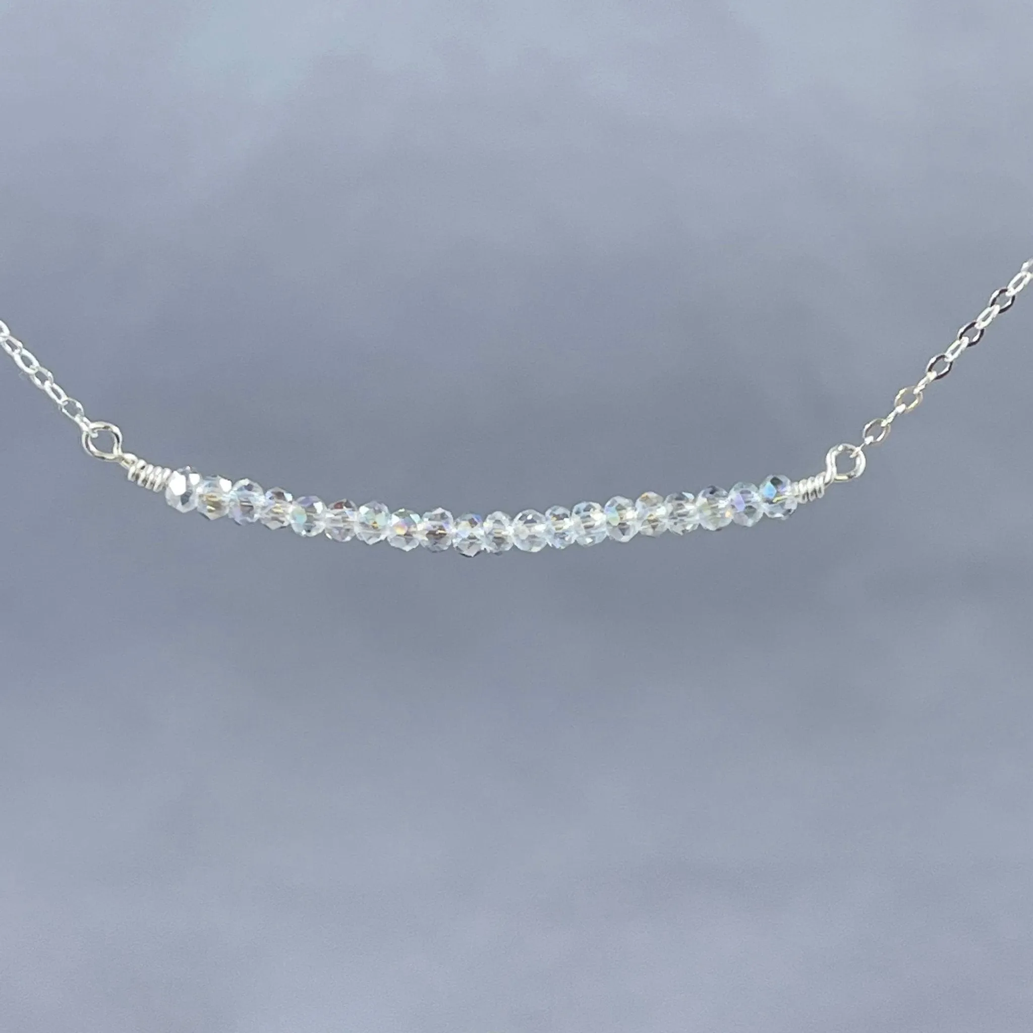 Sparkling Stones Wire-Wrapped Sterling Silver Necklace