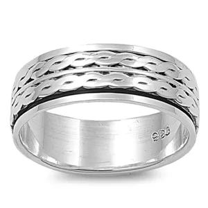 Spinner Double Infinity Weave Knot Ring Sterling Silver Band Sizes 8-13
