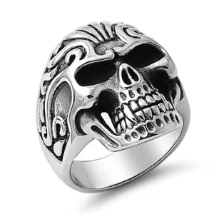 Stainless Steel Tribal Head Fang Skull Ring