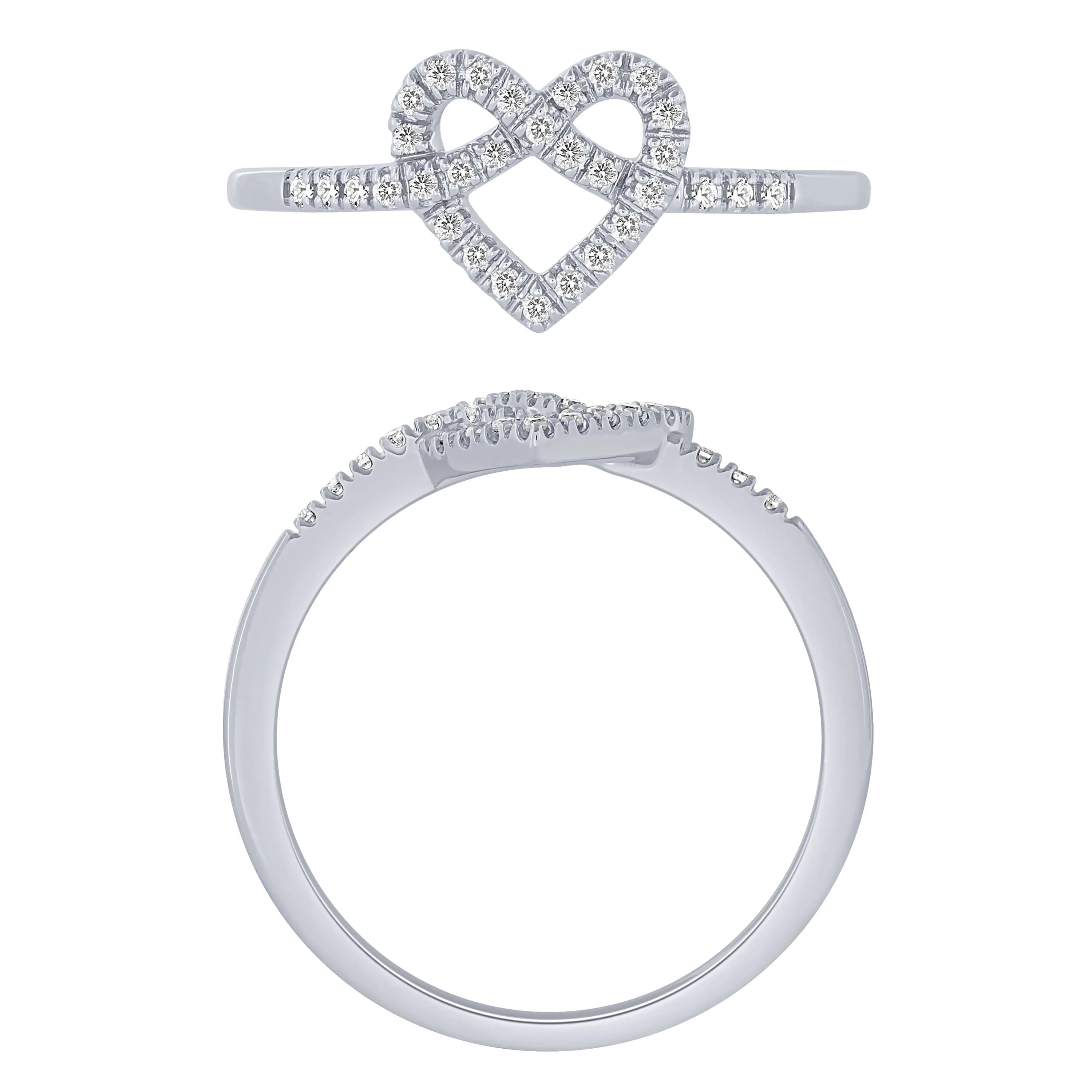Sterling Silver 0.13Ctw Heart Knot Ring