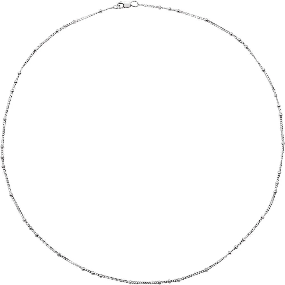 Sterling Silver 1.3mm Beaded Curb 18" Chain