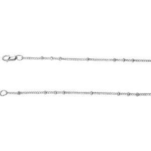 Sterling Silver 1.3mm Beaded Curb 18" Chain